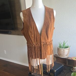 Genuine Leather Fringe Vest